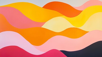 Poster - Vibrant abstract wave patterns in warm hues creating a sense of movement and energy in a contemporary art piece