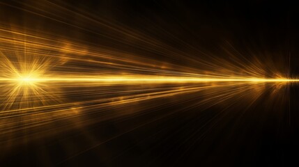 Poster - dynamic beams of golden light create an ethereal atmosphere in a darkened space showcasing depth and