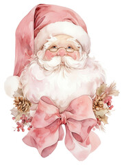 Wall Mural - PNG Coquette santa claus illustration watercolor hat.