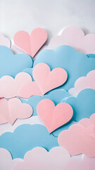 Poster - Blue and pink heart is on top of a cloud