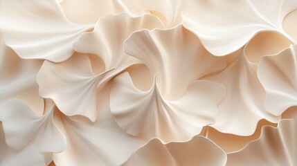 Poster - soft, layered fabric creation resembling flowing leaves in neutral tones displayed on a textured bac