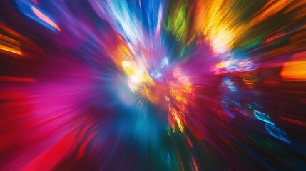 Poster - vibrant explosion of colors in an abstract artwork depicting dynamic motion and energy effects at ni