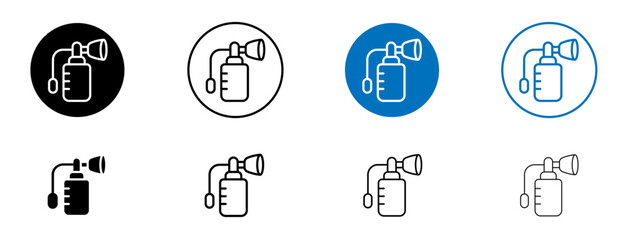 Breast pump icon set in black and blue colors