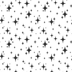 Wall Mural - black shining spark shape seamless pattern. magic twinkle effect background. template for wrapping p