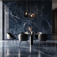 Leinwandbilder - This dark blue marble has white veins, making it perfect for interior and exterior designs. It's ideal for walls, floors, and even ceramic tiles.
