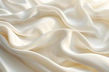 Canvas Print - Elegant Cream Satin Fabric with Soft Waves and Texture