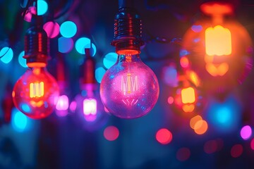 Canvas Print - Vibrant String Lights Creating a Colorful Atmosphere