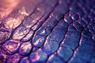 Poster - Captivating Close-Up of Textured Leather with Iridescent Hues