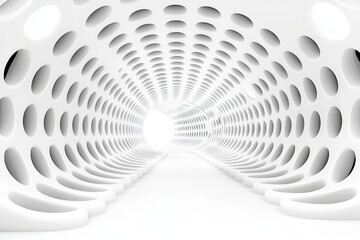 Poster - An abstract 3D banner with white embossed bionic grids. Three-dimensional illustration depicting a glossy soft embossed geometric texture. A modern design concept for IT, medicine, technology, and