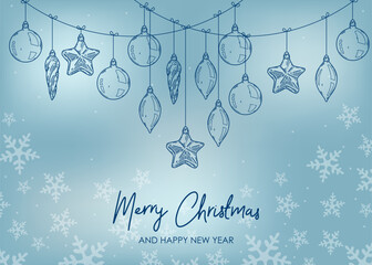 Wall Mural - merry christmas and happy new year retro banner template, greeting card. vector background with chri