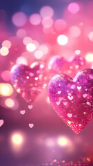 Poster - Three hearts are floating in the air with sparkles