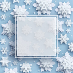 Wall Mural - 2025 christmas and new year background. paper snowflakes xmas decorations. white and blue colors