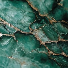 Poster - A close-up photo of a shiny green marble surface. The image shows the natural patterns and sparkling details of this luxurious stone.
