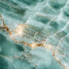 Poster - A close-up photo of a shiny green marble surface. The image shows the natural patterns and sparkling details of this luxurious stone.