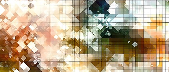 Poster - A vibrant abstract composition featuring a mosaic of colorful geometric shapes in a dynamic interplay of light and shadow, creating an energetic atmosphere.