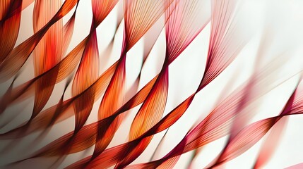 Poster - An abstract composition featuring flowing red and orange lines gracefully intertwining against a soft, light background, creating a sense of movement and fluidity.