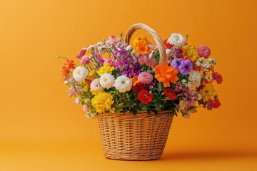 Poster - A beautiful basket overflowing with vibrant flowers
