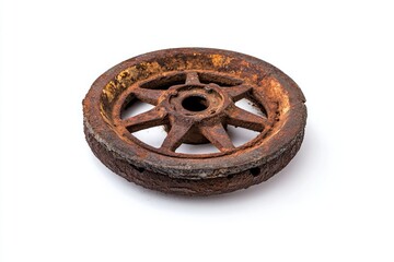 Poster - A worn-out wheel on a clean white background