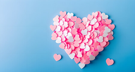 Poster - Heart made of pink and white paper