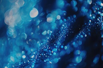 Poster - Close-up view of water droplets on a blue background, great for scientific or educational purposes