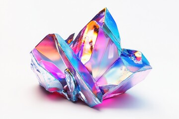 Poster - A detailed view of a crystal object on a white background, ideal for use in still life photography or product displays