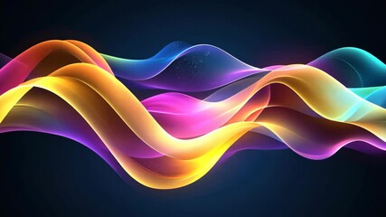 Poster - Abstract colorful waves flow across a dark blue background