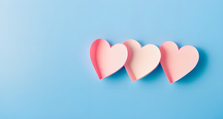 Poster - Three hearts are on a blue background