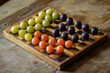 Aufkleber - Fresh grapes arranged on a wooden board, perfect for decoration or still life photography