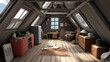 © Alex - Minimalist 3D representation of a cozy attic with vintage items