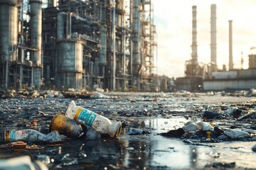 Poster - A pile of waste and debris sits on the dirty ground, highlighting environmental pollution