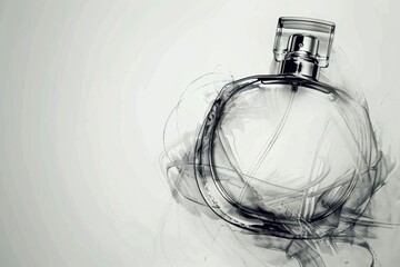 Poster - A simple black and white illustration of a perfume bottle, suitable for use in editorial or commercial contexts