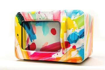 Aufkleber - Colorful TV sitting on a white table