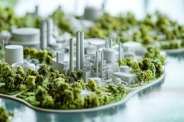 Poster - Urban landscape with greenery and architecture