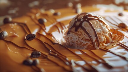 Poster - A colorful desert with a scoop of ice cream on top