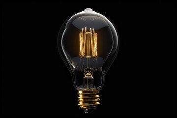 Poster - A clear and simple image of a light bulb on a dark background, suitable for use in design or illustration projects