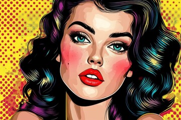 Poster - A woman's face in a close-up shot on a bright yellow background