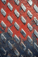 Poster - Metal surface up close with red background