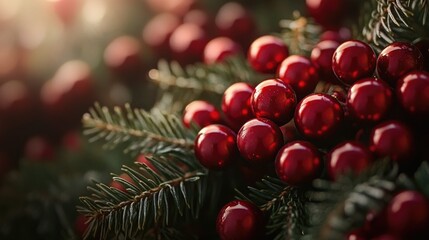 Aufkleber - A detailed view of a cluster of bright red berries