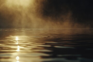 Leinwandbilder - A peaceful scene with sunlight reflecting off the surface of a serene lake, ideal for use in nature and travel-related projects