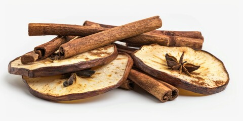 Aufkleber - A composition of cinnamon sticks and apple slices on a clean surface