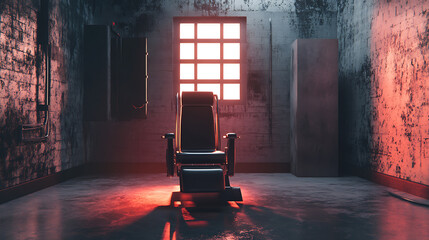 Poster - Electric chair in a jail room created by