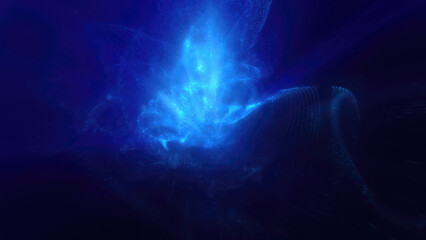 Poster - A luminous blue energy sphere core floating in a dark void, evoking a sense of technology and futuristic power. Great for sci-fi and tech themes