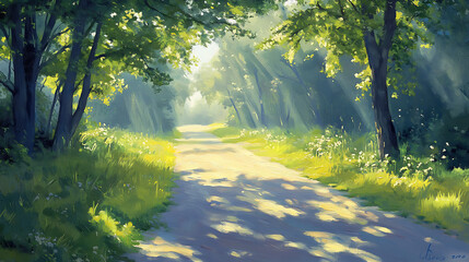 Aufkleber - a bright and sunny road