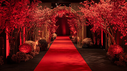Aufkleber - a red carpet with a backdrop