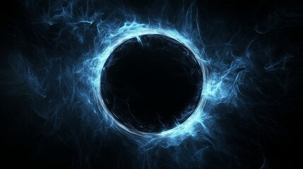 Poster - a swirling blue light forms a stunning circular pattern against a dark background, creating an ether