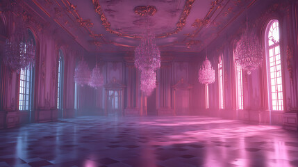 Aufkleber - an empty glamorous rococo baroque ballroom generated by AI