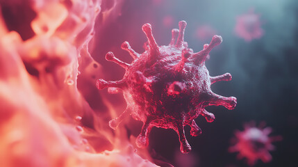 Aufkleber - an image of a coronavirus in a sick body in red