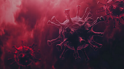 Aufkleber - an image of a coronavirus in a sick body in red