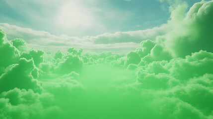 Poster - animation, Flying Through The Clouds On The Green Screen Background