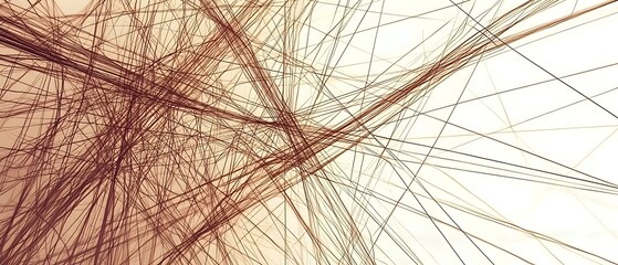 Poster - An abstract composition of intersecting lines, creating a sense of depth and complexity. The warm tones of the lines contrast subtly against a light background.